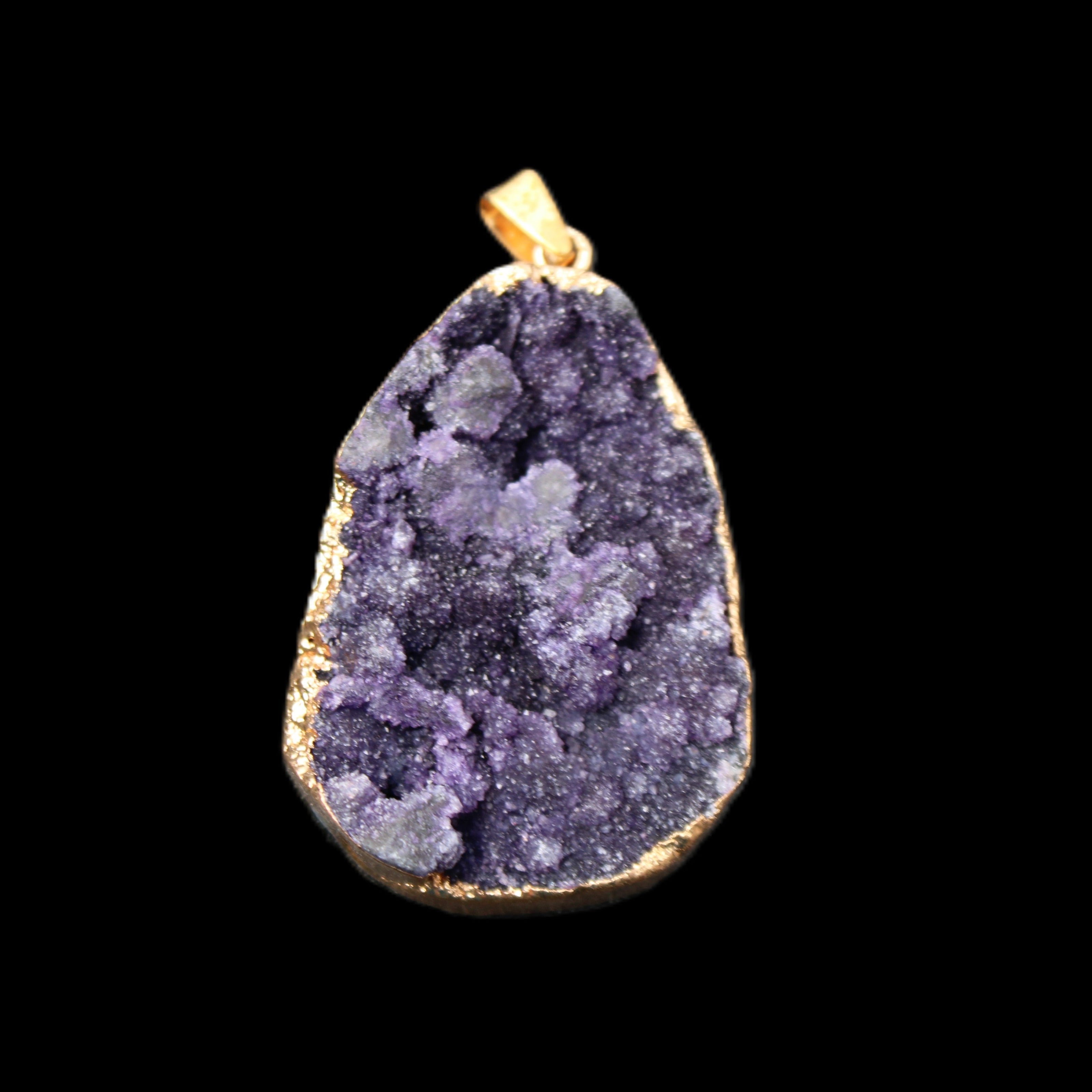 Amethyst geode necklace pendant 28*45mm 18g in sunlight - Rocks and Things Store