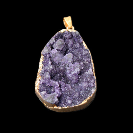Amethyst geode necklace pendant 28*45mm 18g in sunlight - Rocks and Things Store