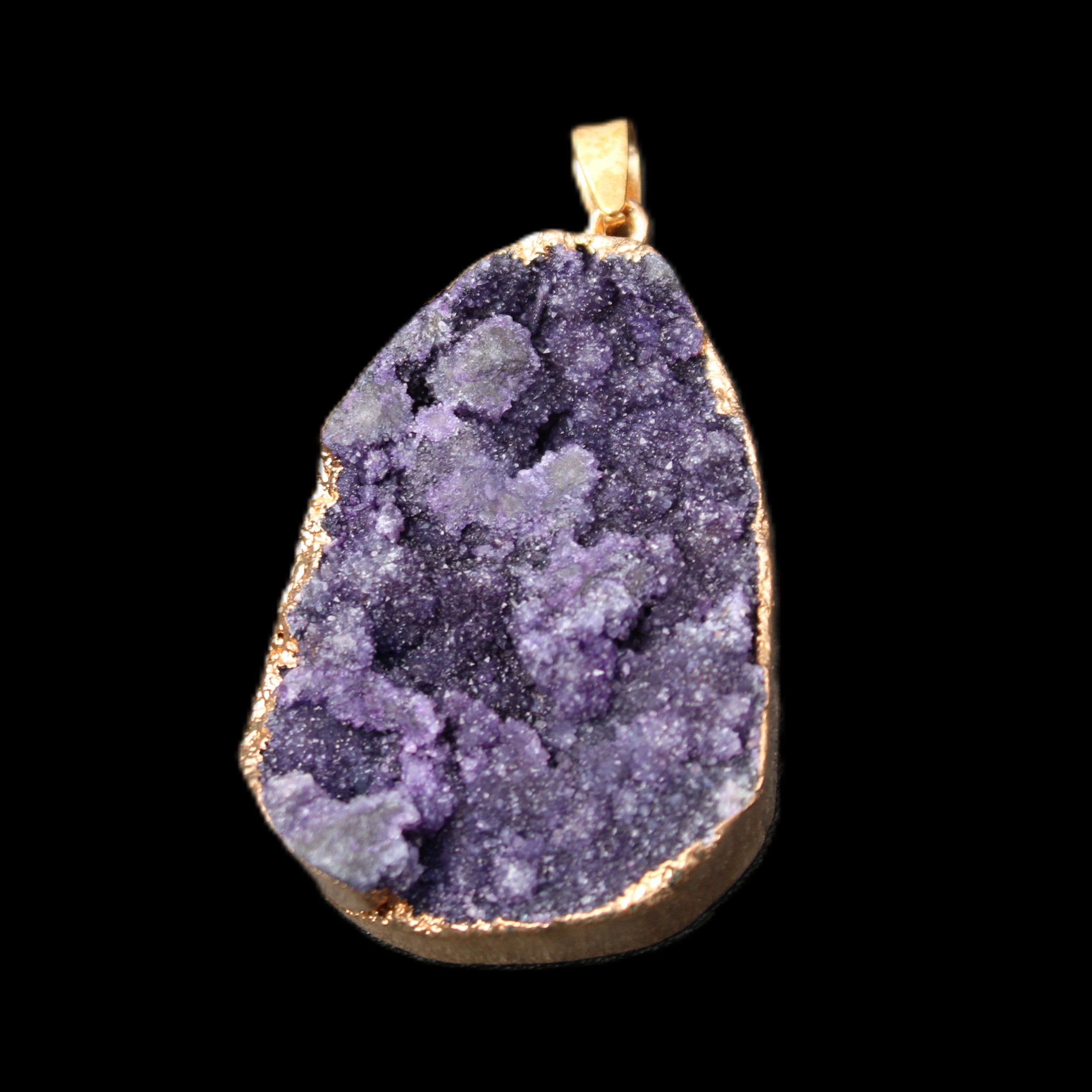 Amethyst geode necklace pendant 28*45mm 18g in sunlight - Rocks and Things Store