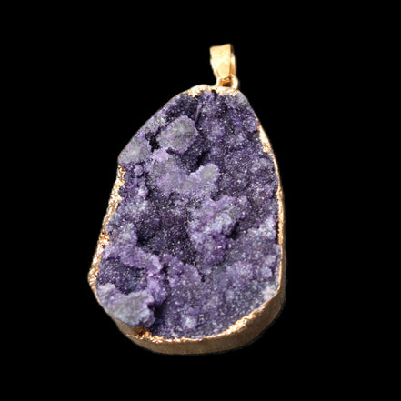 Amethyst geode necklace pendant 28*45mm 18g in sunlight - Rocks and Things Store
