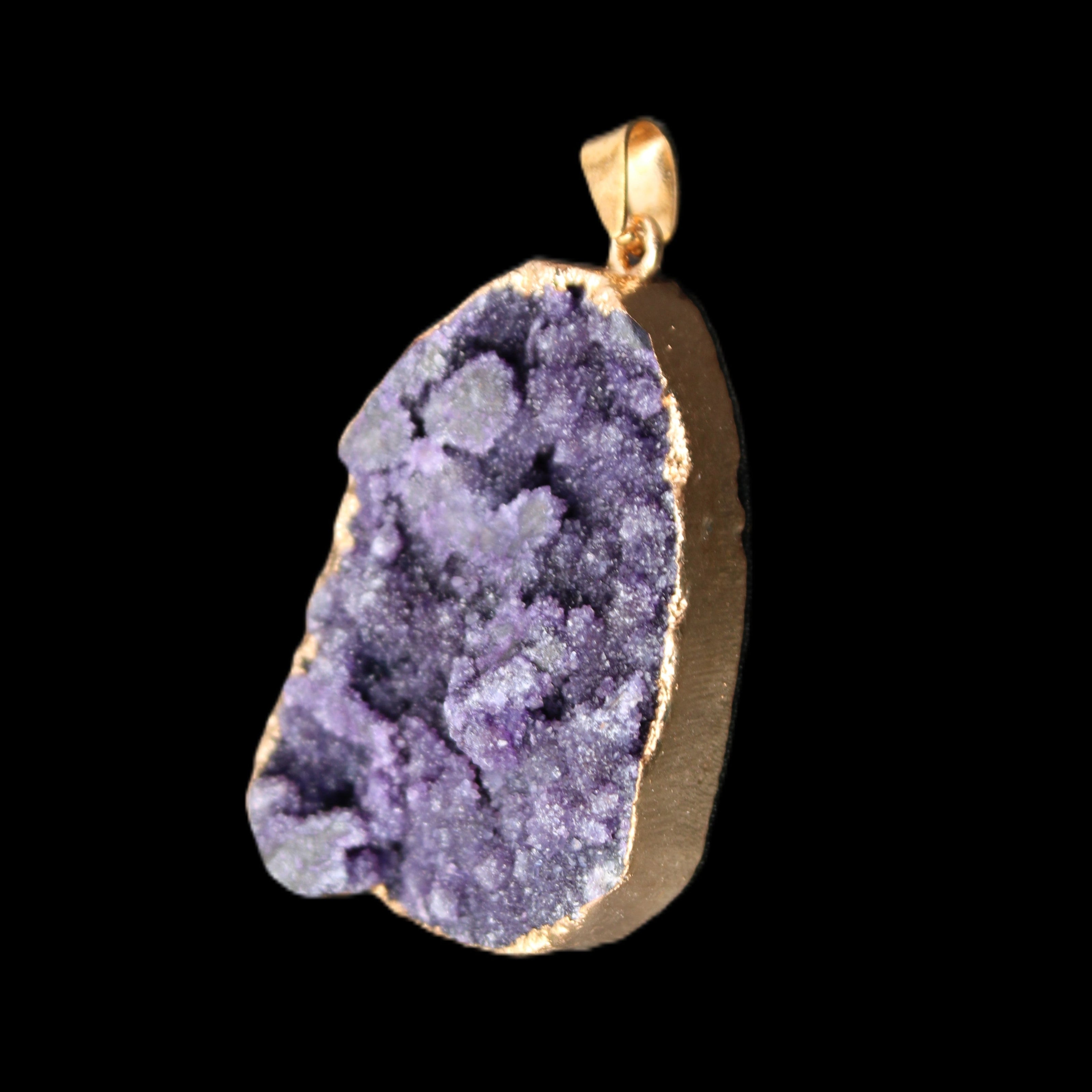 Amethyst geode necklace pendant 28*45mm 18g in sunlight - Rocks and Things Store