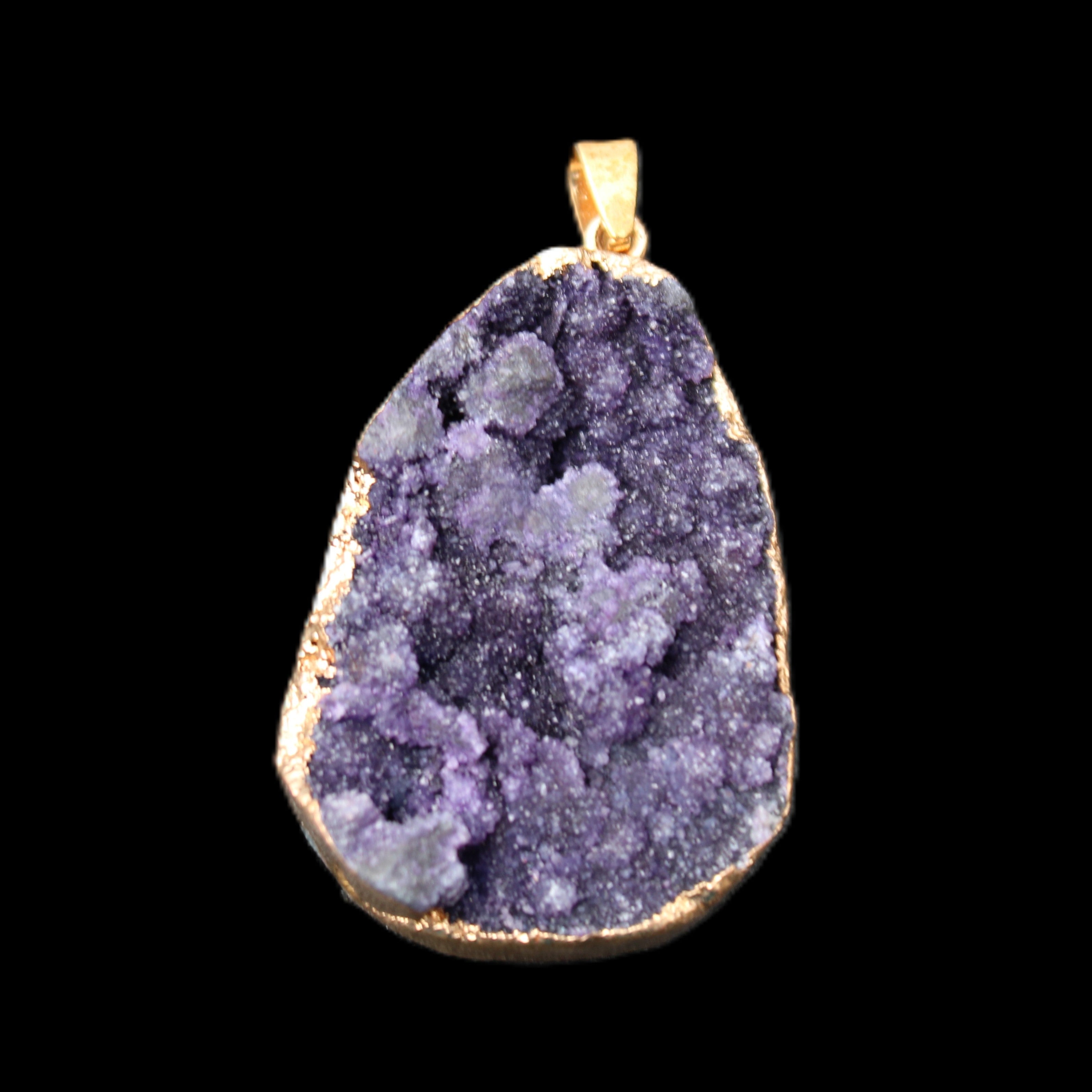 Amethyst geode necklace pendant 28*45mm 18g in sunlight - Rocks and Things Store