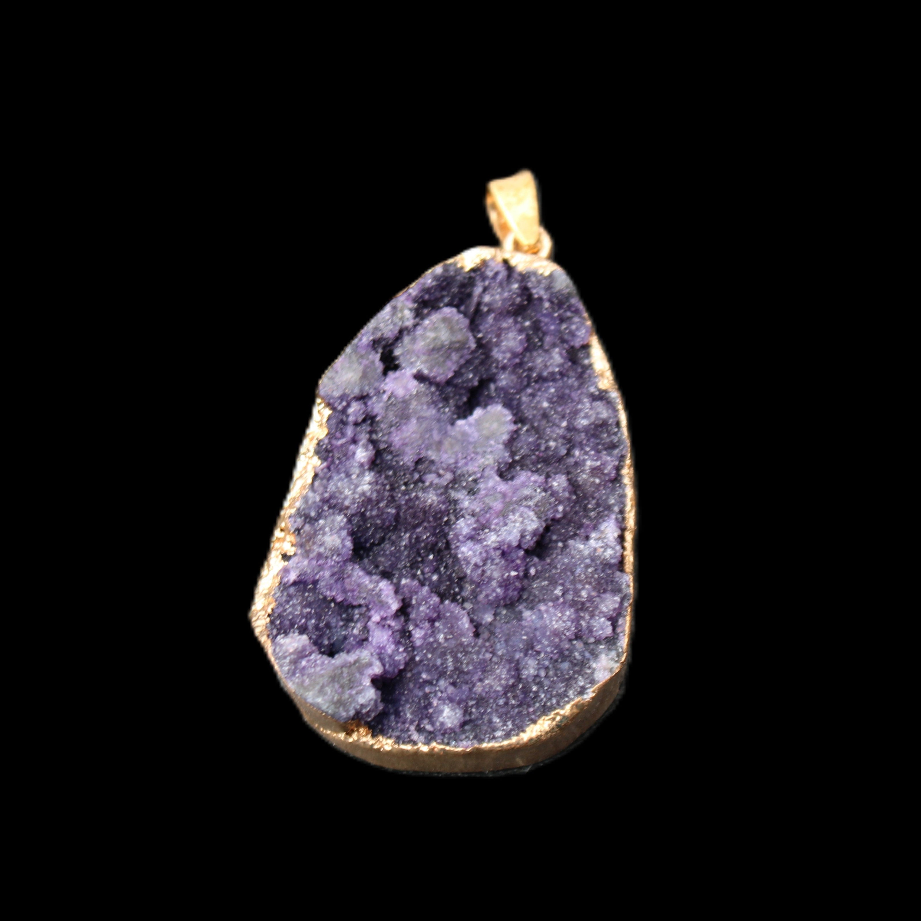 Amethyst geode necklace pendant 28*45mm 18g in sunlight - Rocks and Things Store