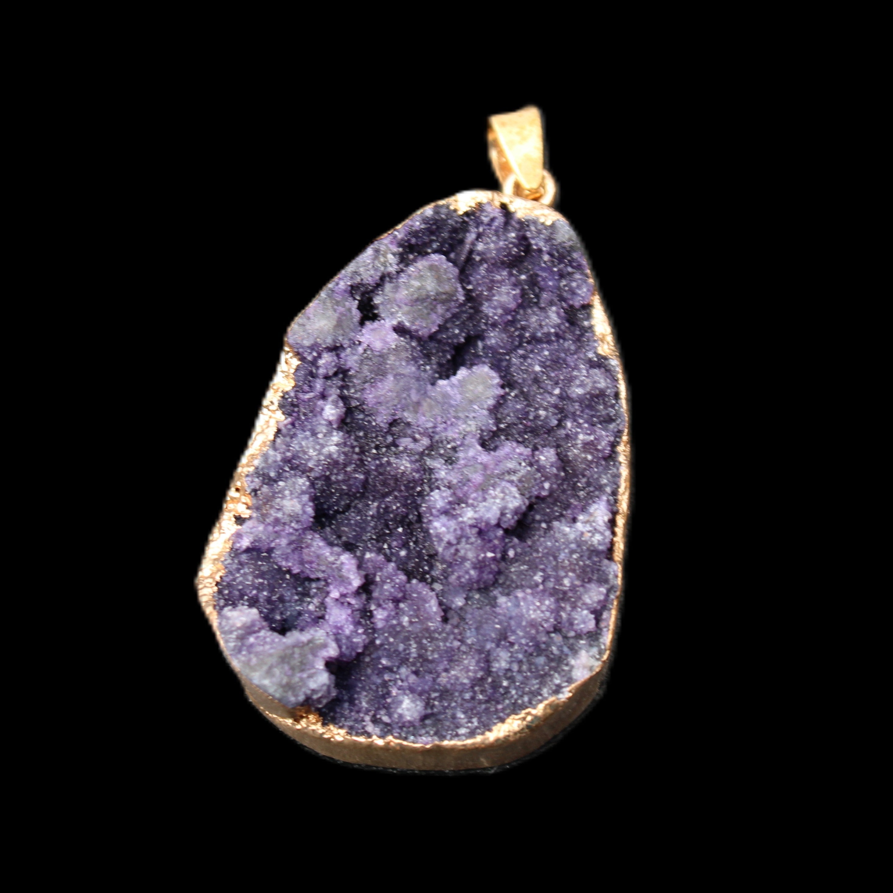 Amethyst geode necklace pendant 28*45mm 18g in sunlight - Rocks and Things Store