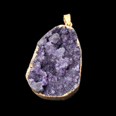 Amethyst geode necklace pendant 28*45mm 18g in sunlight - Rocks and Things Store