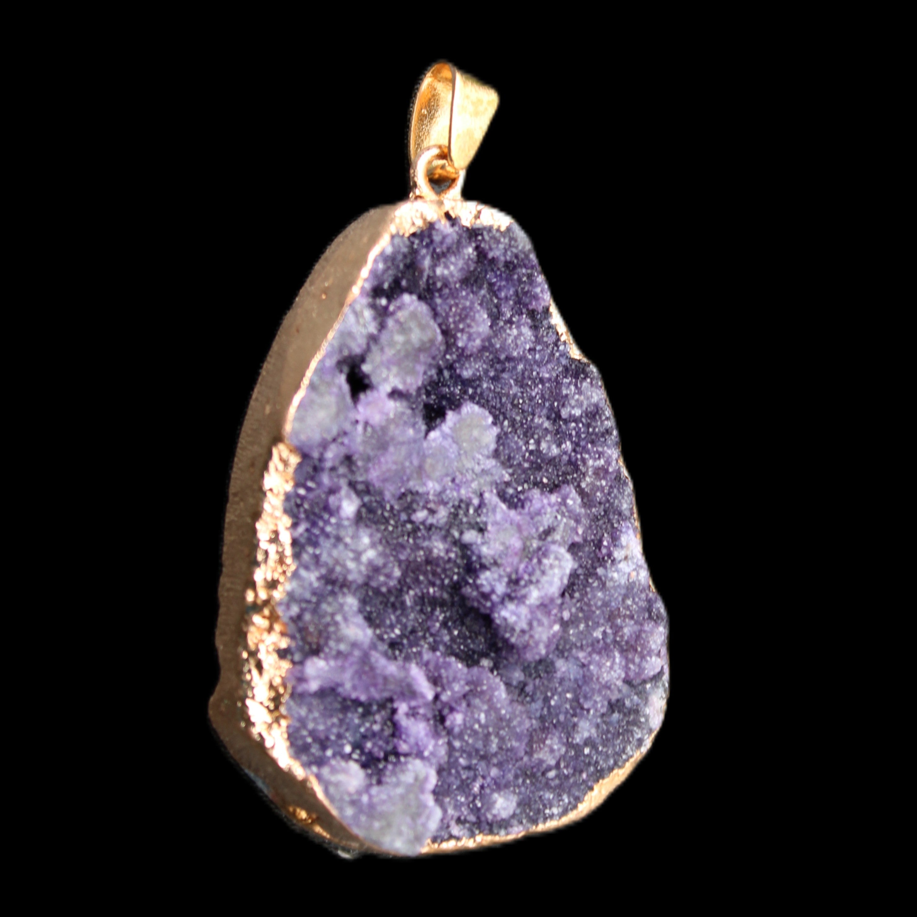 Amethyst geode necklace pendant 28*45mm 18g in sunlight - Rocks and Things Store