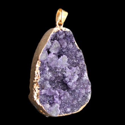 Amethyst geode necklace pendant 28*45mm 18g in sunlight - Rocks and Things Store