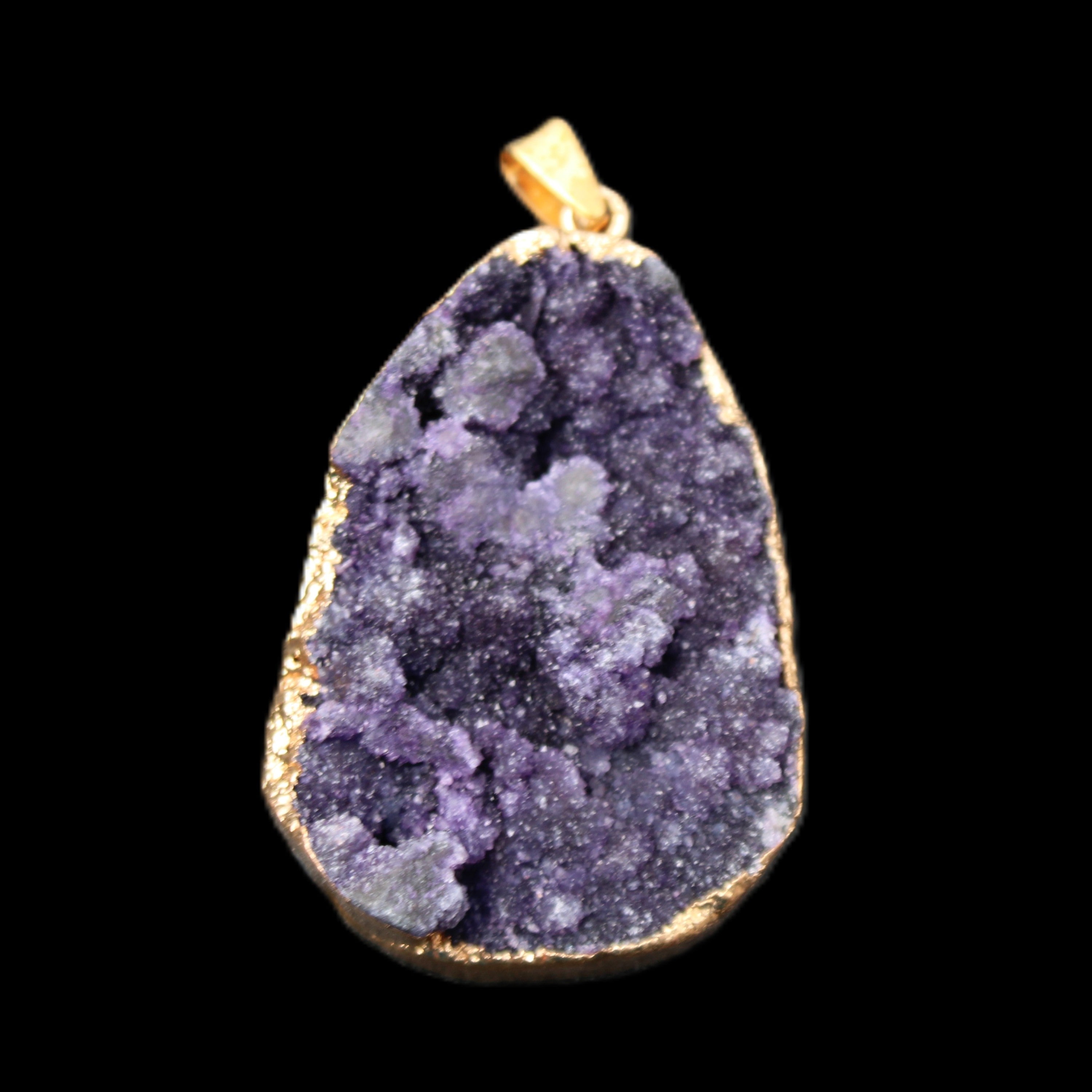 Amethyst geode necklace pendant 28*45mm 18g in sunlight - Rocks and Things Store