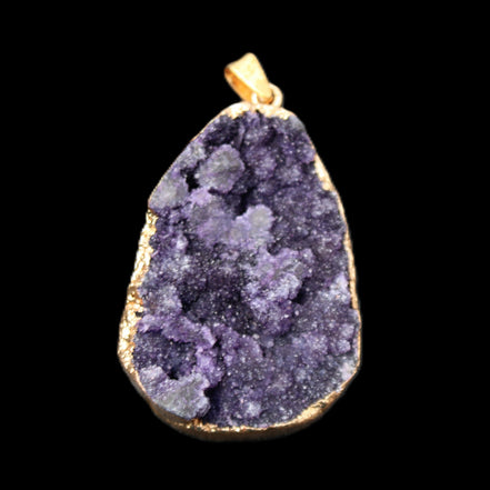 Amethyst geode necklace pendant 28*45mm 18g in sunlight - Rocks and Things Store