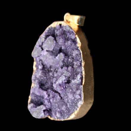 Amethyst geode necklace pendant 28*45mm 18g in sunlight - Rocks and Things Store