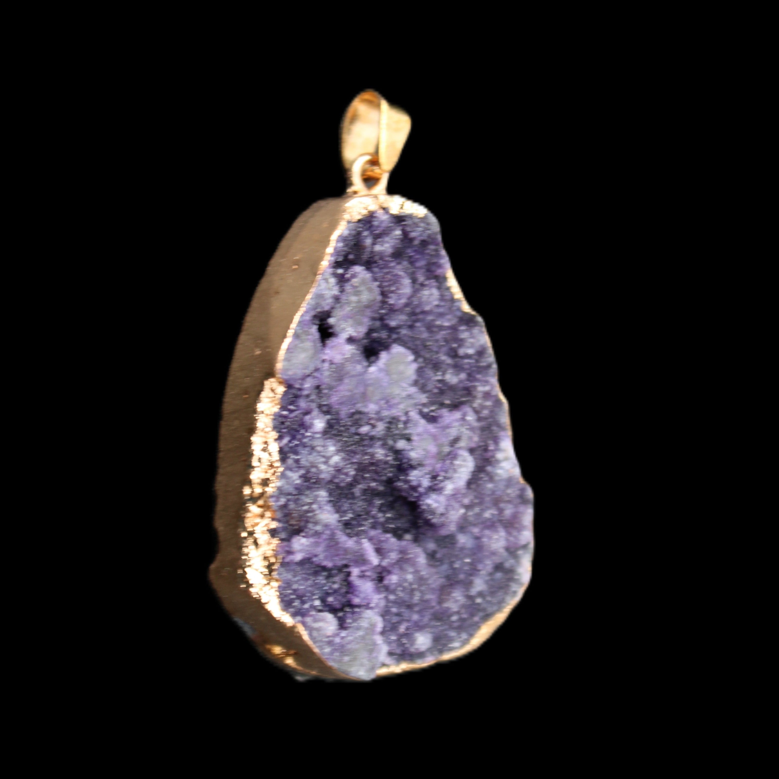 Amethyst geode necklace pendant 28*45mm 18g in sunlight - Rocks and Things Store