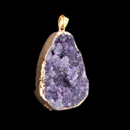 Amethyst geode necklace pendant 28*45mm 18g in sunlight - Rocks and Things Store