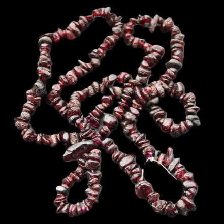 Red Garnet polished crystal chip necklace 83mm 83g in sunlight - Rocks and Things Store