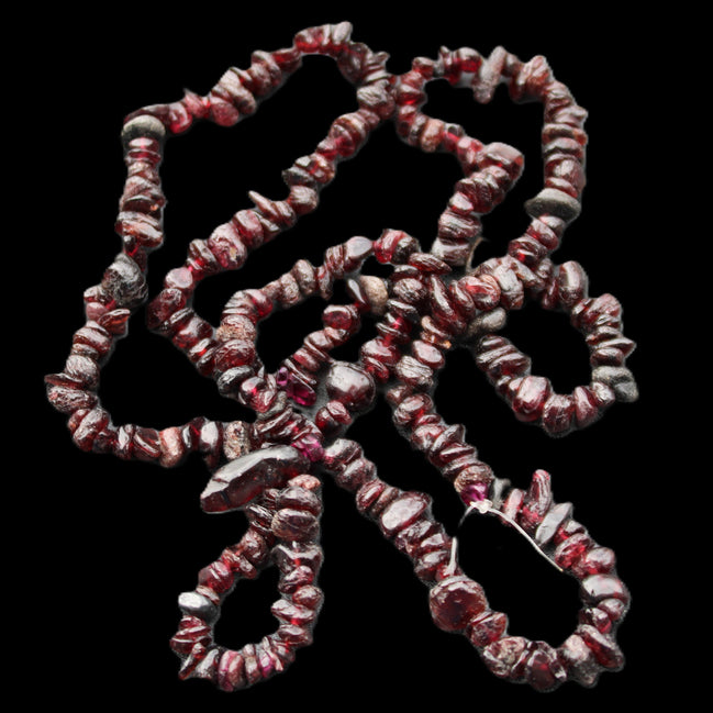 Red Garnet polished crystal chip necklace 83mm 83g in sunlight - Rocks and Things Store