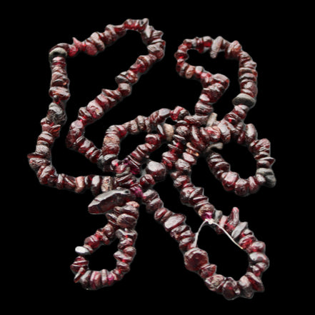Red Garnet polished crystal chip necklace 83mm 83g in sunlight - Rocks and Things Store