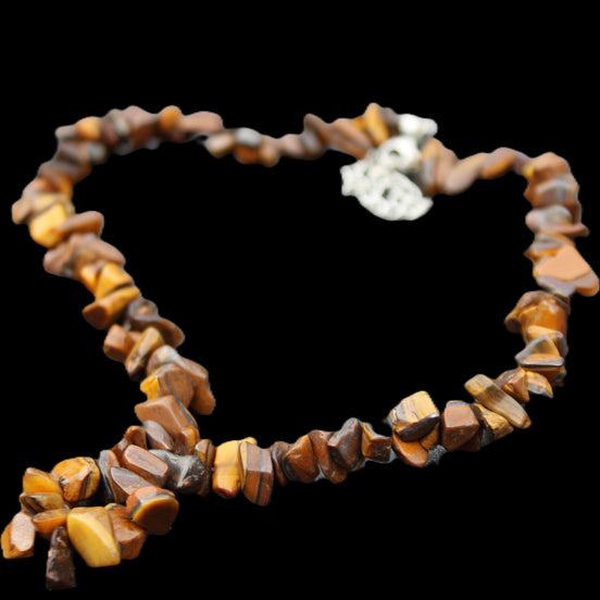 Golden Tigers Eye polished chip necklace 41mm 41g in sunlight - Rocks and Things Store