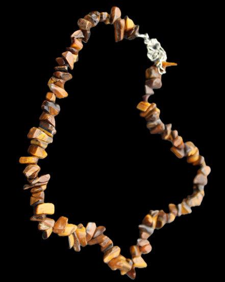 Golden Tigers Eye polished chip necklace 41mm 41g in sunlight - Rocks and Things Store