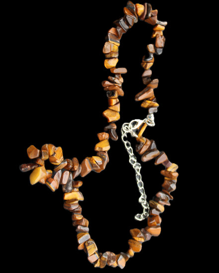 Golden Tigers Eye polished chip necklace 41mm 41g in sunlight - Rocks and Things Store