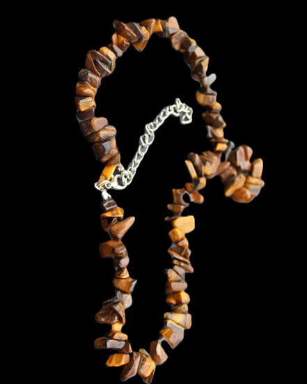 Golden Tigers Eye polished chip necklace 41mm 41g in sunlight - Rocks and Things Store