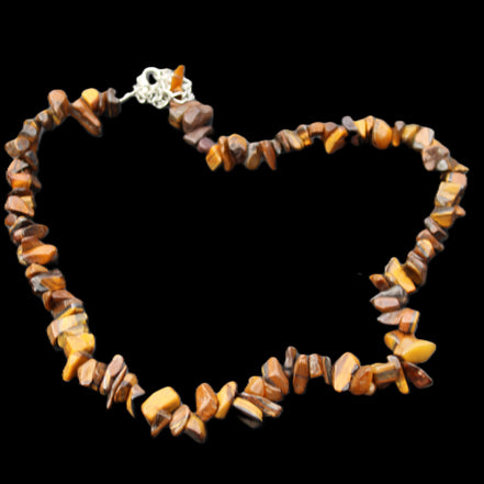 Golden Tigers Eye polished chip necklace 41mm 41g in sunlight - Rocks and Things Store