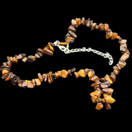 Golden Tigers Eye polished chip necklace 41mm 41g in sunlight - Rocks and Things Store
