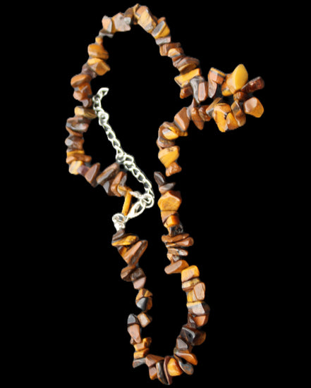 Golden Tigers Eye polished chip necklace 41mm 41g in sunlight - Rocks and Things Store
