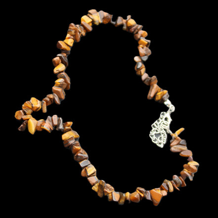 Golden Tigers Eye polished chip necklace 41mm 41g in sunlight - Rocks and Things Store