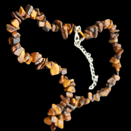 Golden Tigers Eye polished chip necklace 41mm 41g in sunlight - Rocks and Things Store
