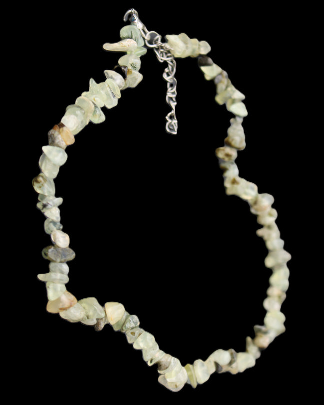 Prehnite polished chip adjustable necklace 40mm 34.6g in sunlight - Rocks and Things Store