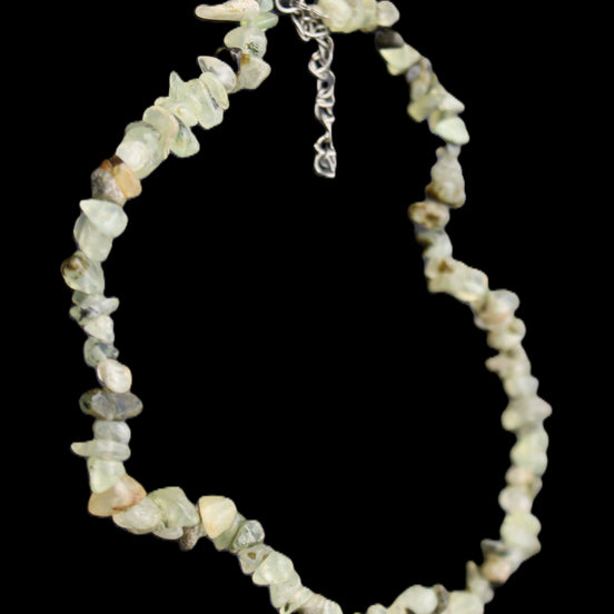 Prehnite polished chip adjustable necklace 40mm 34.6g in sunlight - Rocks and Things Store