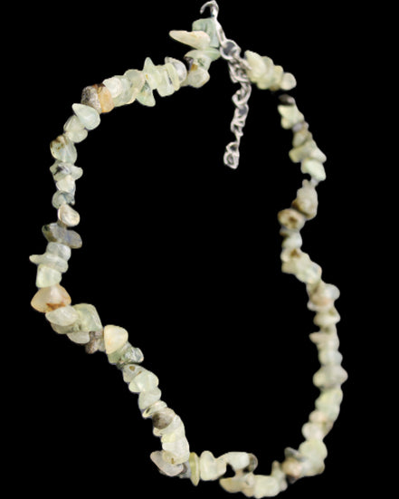 Prehnite polished chip adjustable necklace 40mm 34.6g in sunlight - Rocks and Things Store