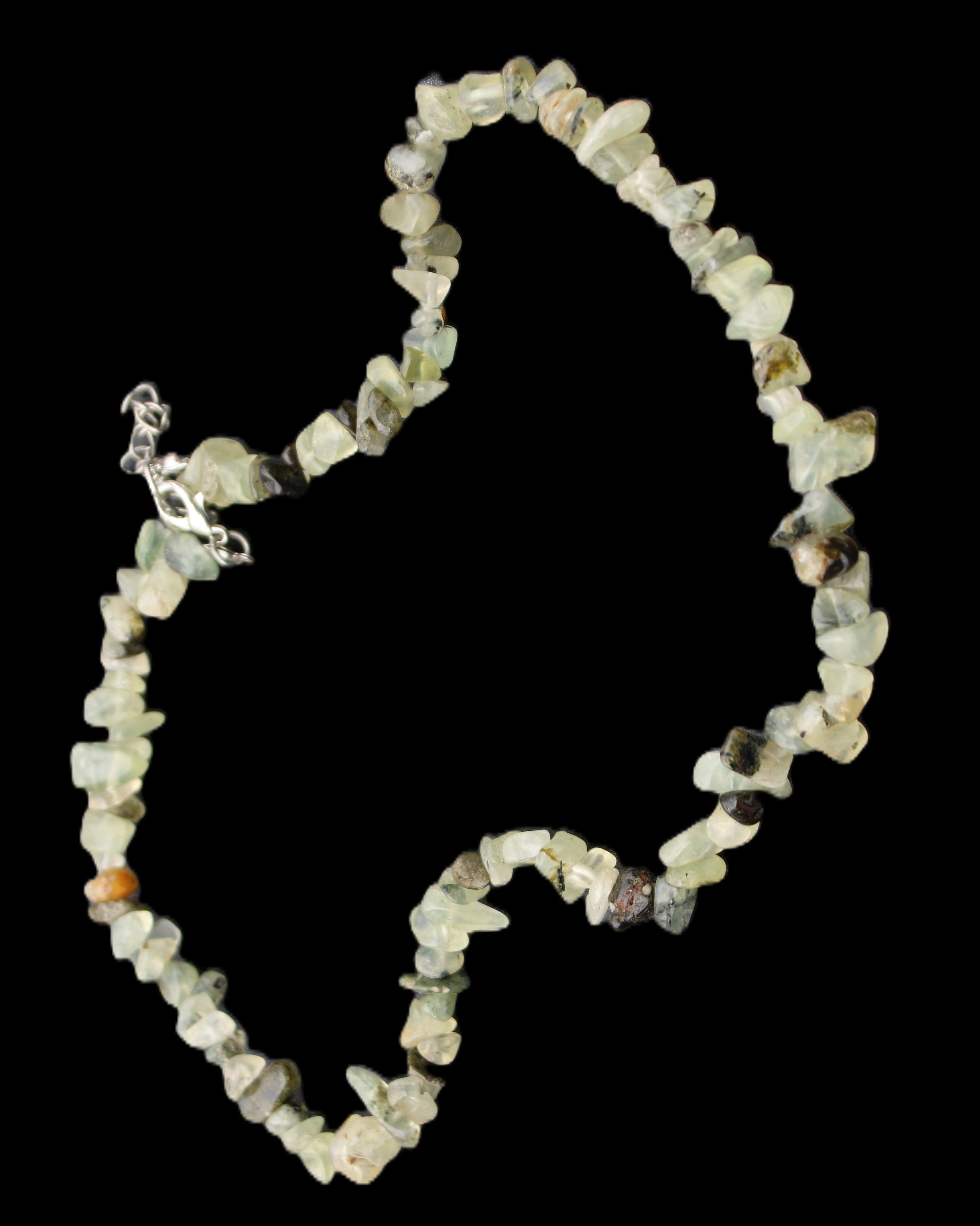 Prehnite polished chip adjustable necklace 40mm 34.6g in sunlight - Rocks and Things Store