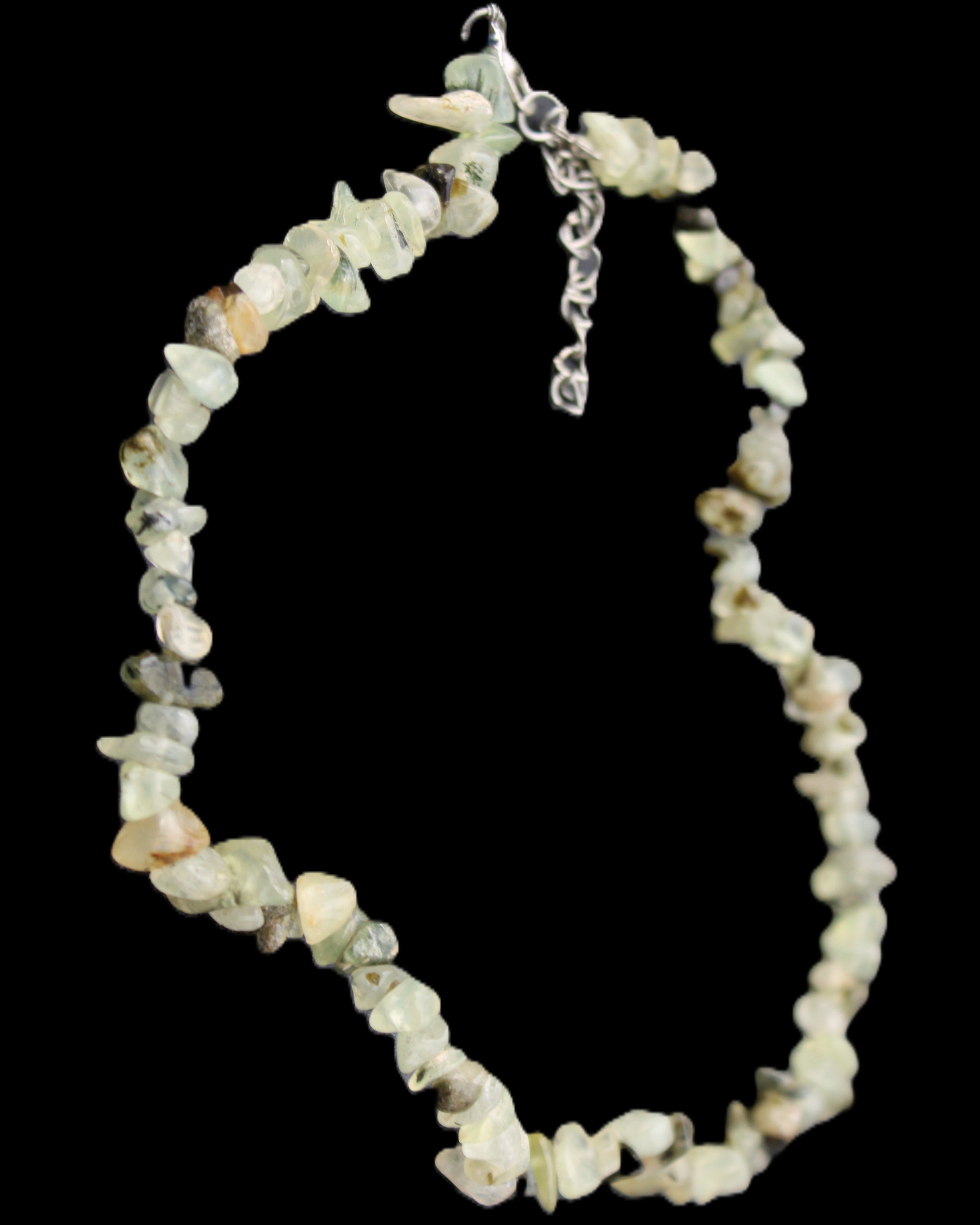 Prehnite polished chip adjustable necklace 40mm 34.6g in sunlight - Rocks and Things Store
