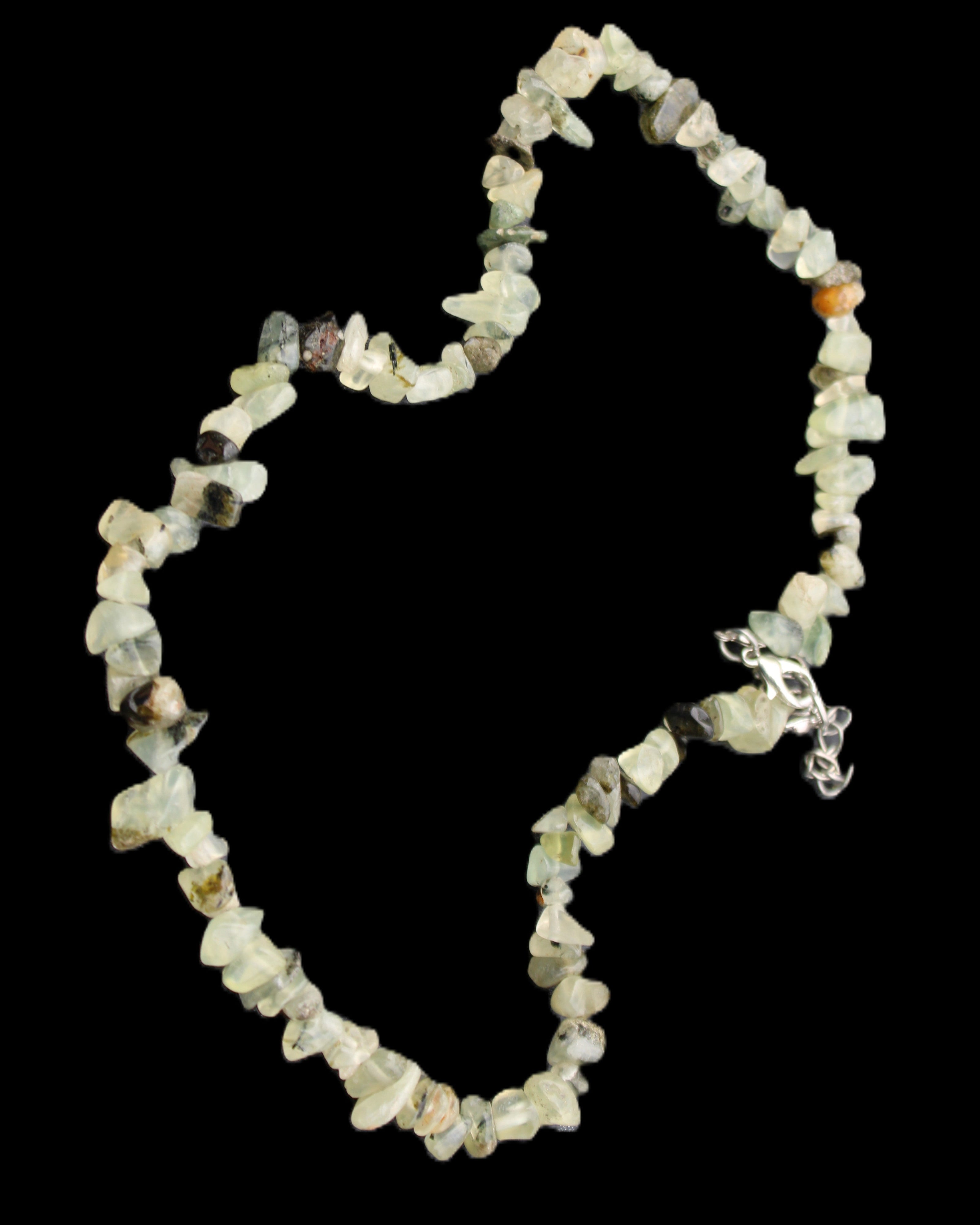 Prehnite polished chip adjustable necklace 40mm 34.6g in sunlight - Rocks and Things Store