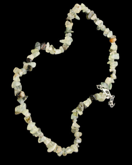 Prehnite polished chip adjustable necklace 40mm 34.6g in sunlight - Rocks and Things Store