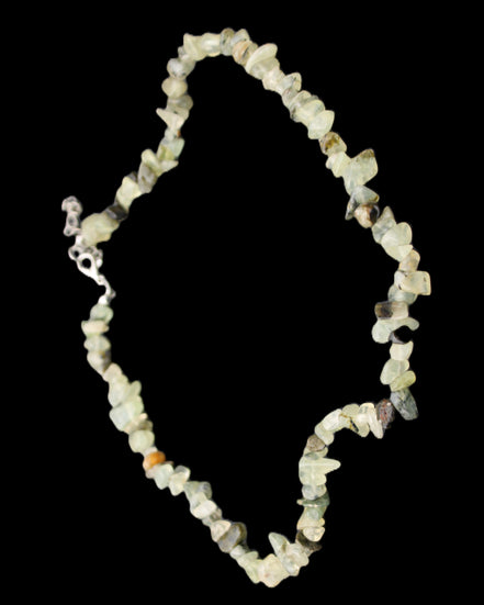 Prehnite polished chip adjustable necklace 40mm 34.6g in sunlight - Rocks and Things Store