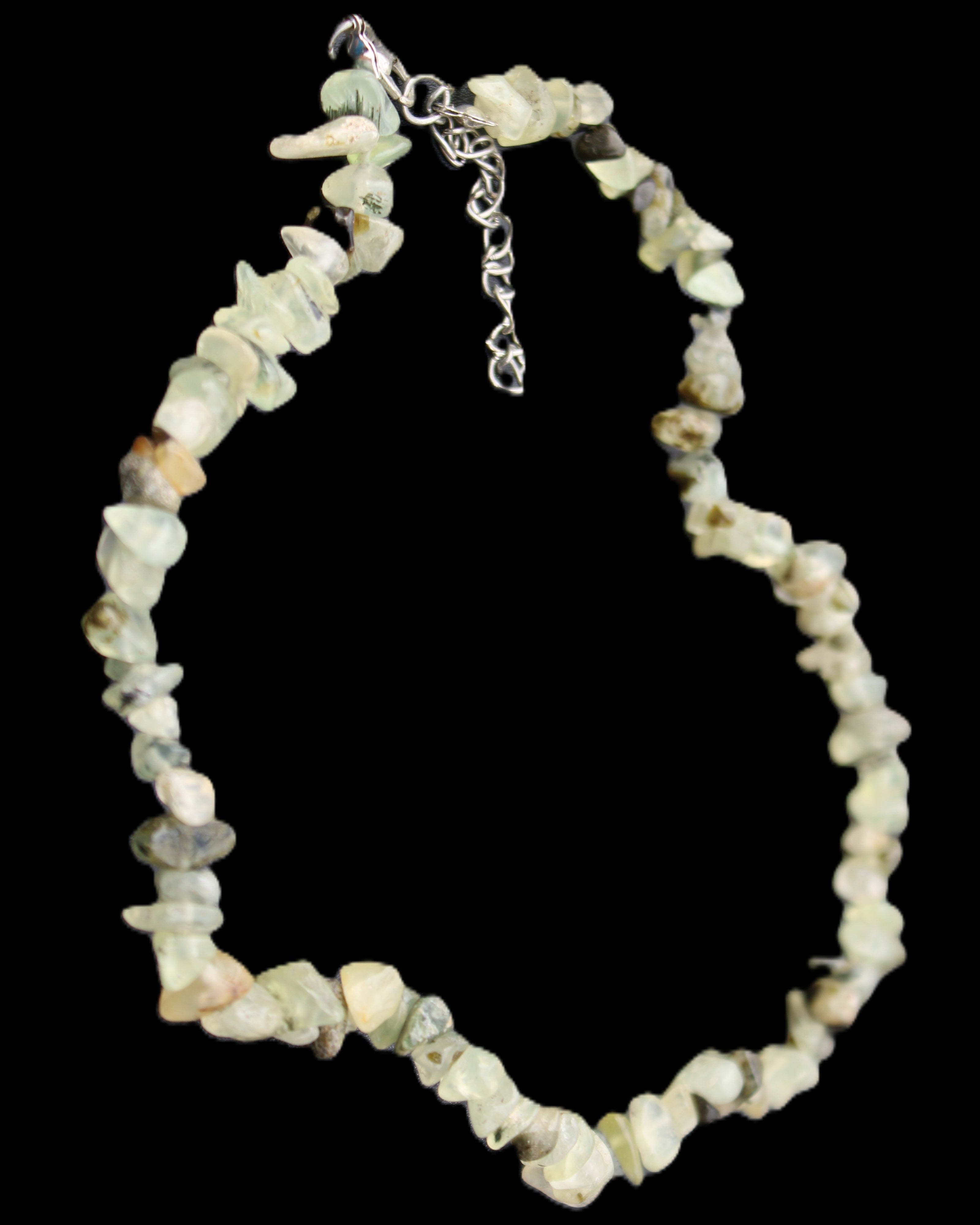 Prehnite polished chip adjustable necklace 40mm 34.6g in sunlight - Rocks and Things Store