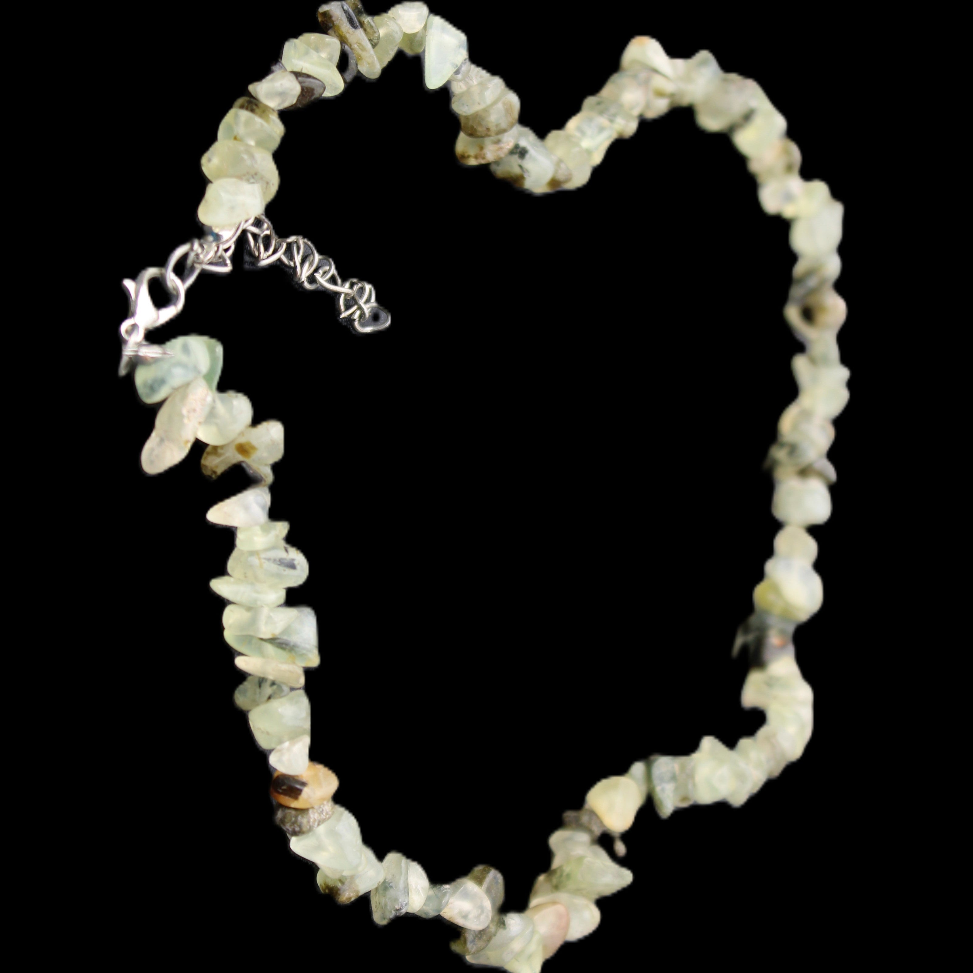 Prehnite polished chip adjustable necklace 40mm 34.6g in sunlight - Rocks and Things Store