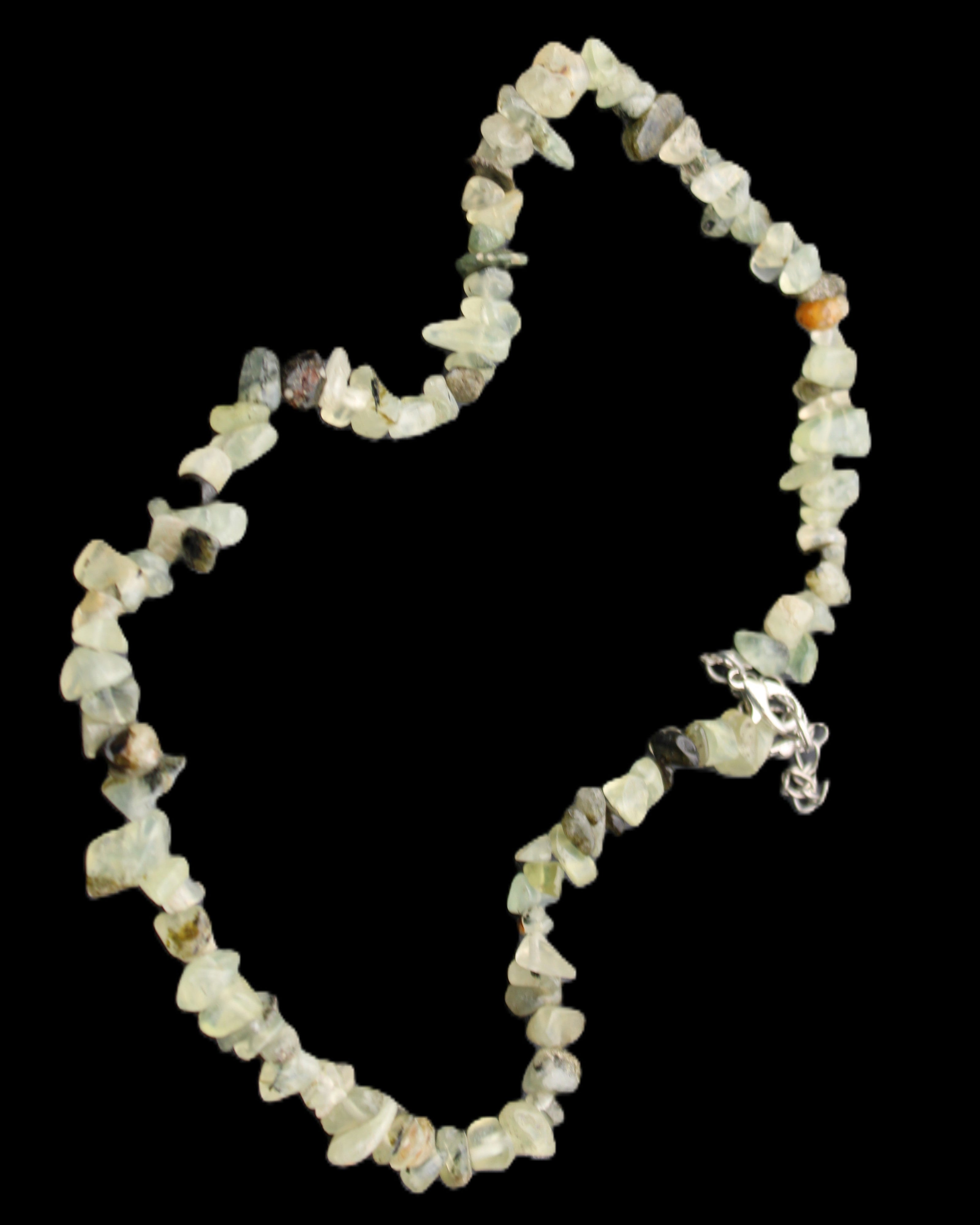 Prehnite polished chip adjustable necklace 40mm 34.6g in sunlight - Rocks and Things Store