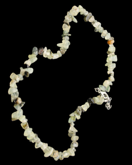 Prehnite polished chip adjustable necklace 40mm 34.6g in sunlight - Rocks and Things Store