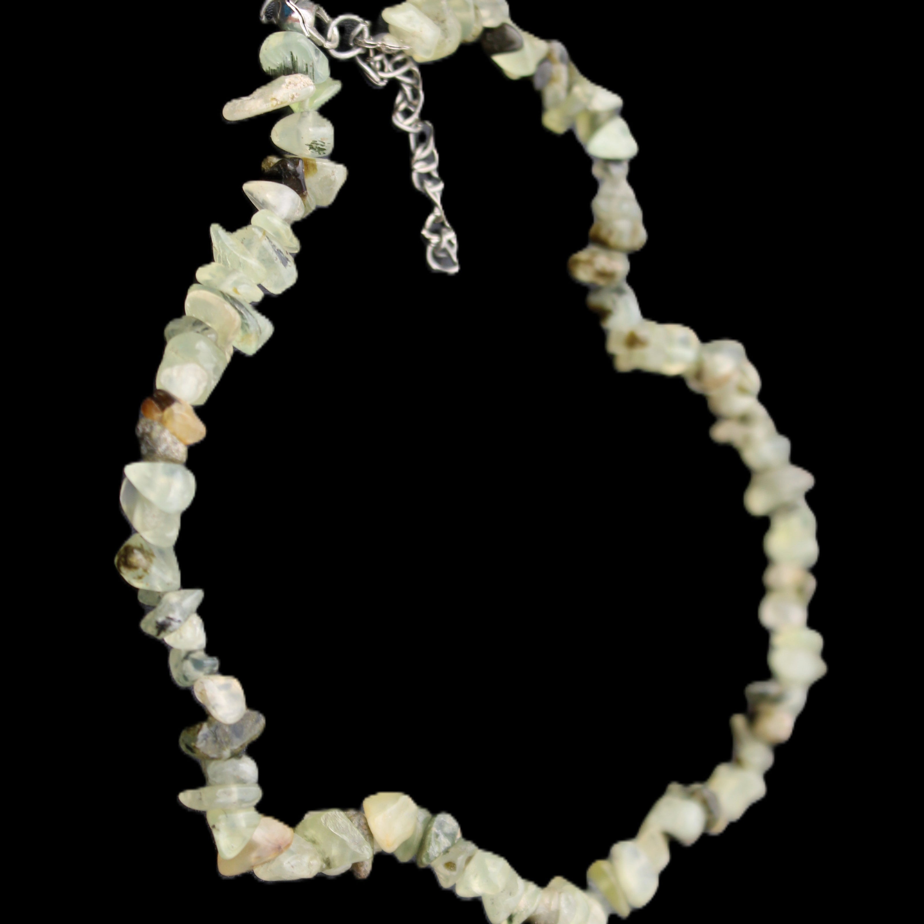 Prehnite polished chip adjustable necklace 40mm 34.6g in sunlight - Rocks and Things Store