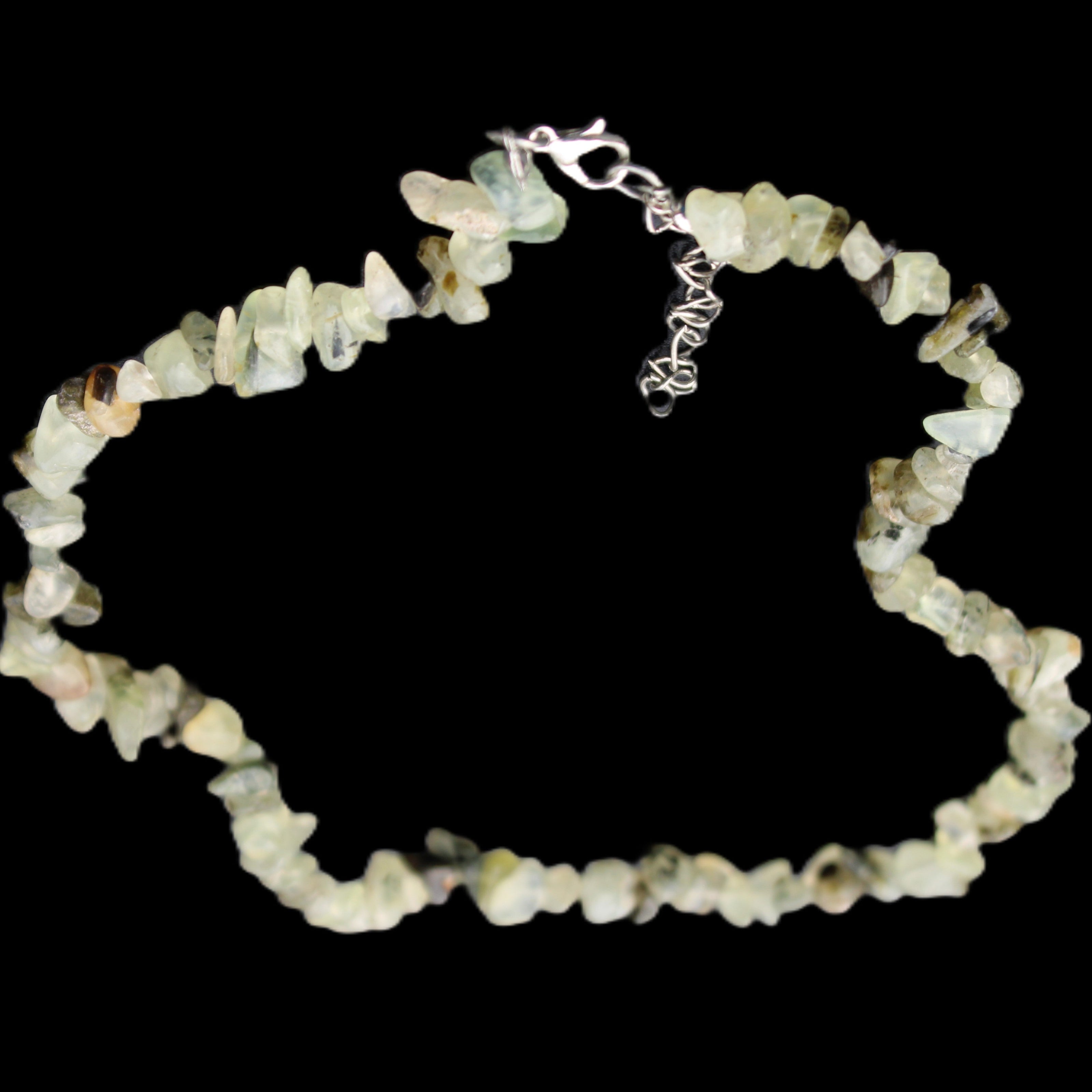 Prehnite polished chip adjustable necklace 40mm 34.6g in sunlight - Rocks and Things Store