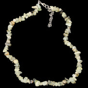 Prehnite polished chip adjustable necklace 40mm 34.6g in sunlight - Rocks and Things Store