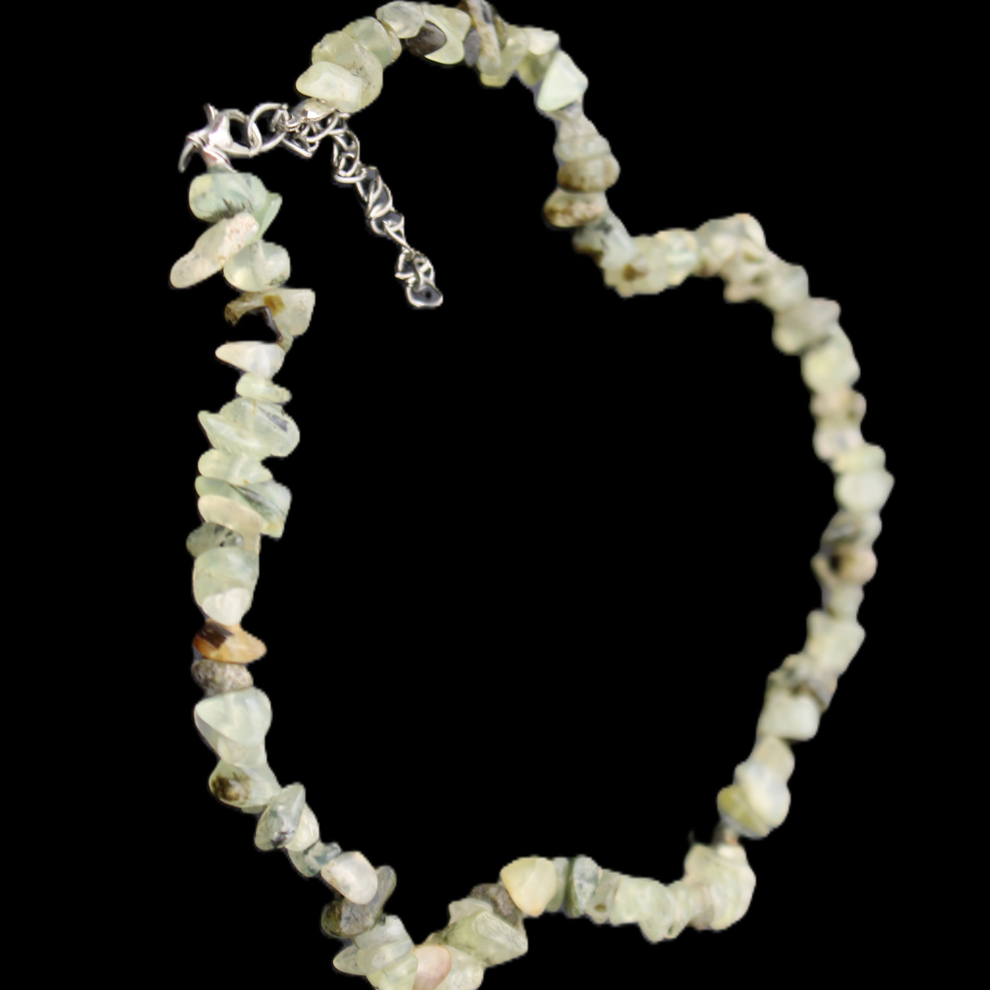 Prehnite polished chip adjustable necklace 40mm 34.6g in sunlight - Rocks and Things Store