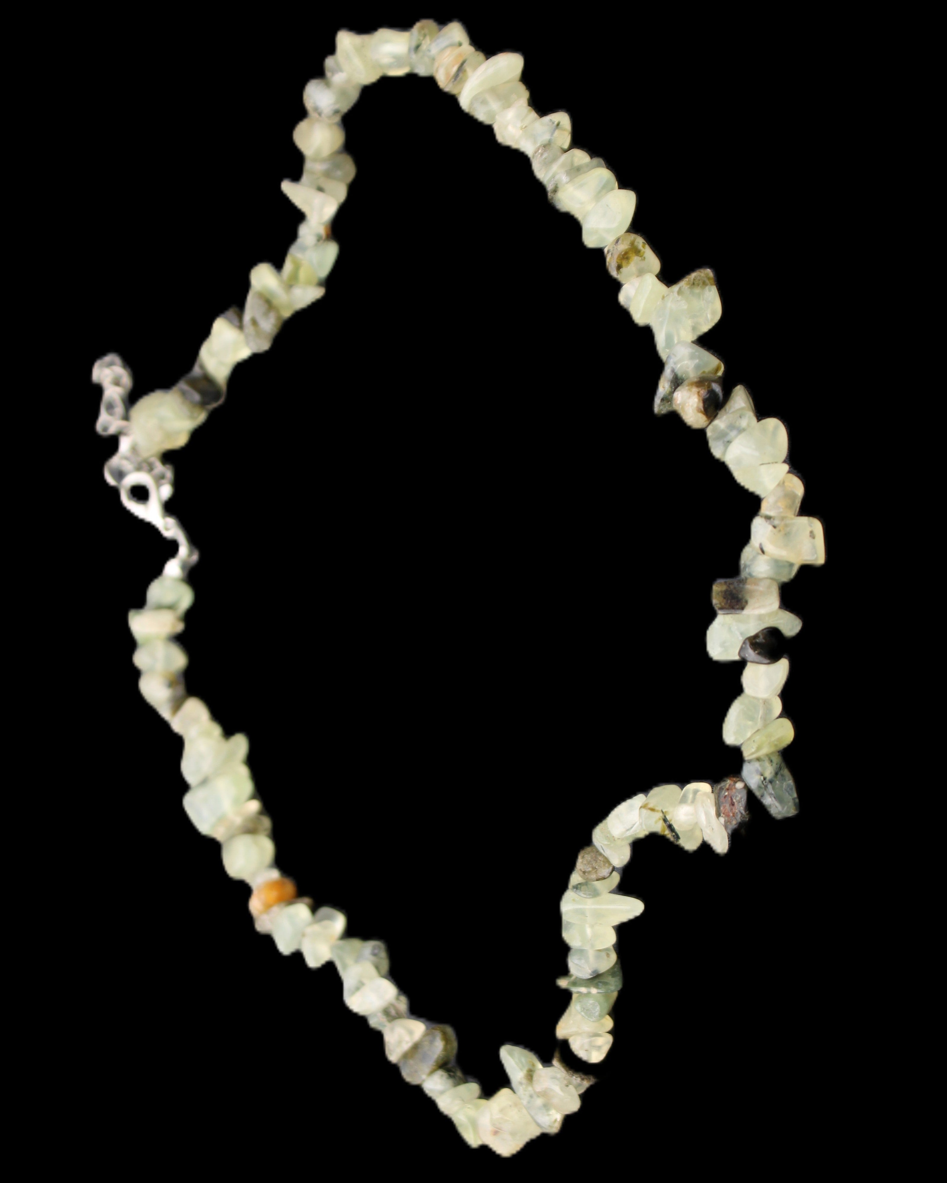 Prehnite polished chip adjustable necklace 40mm 34.6g in sunlight - Rocks and Things Store