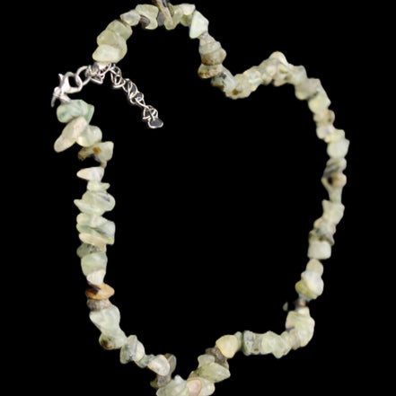 Prehnite polished chip adjustable necklace 40mm 34.6g in sunlight - Rocks and Things Store