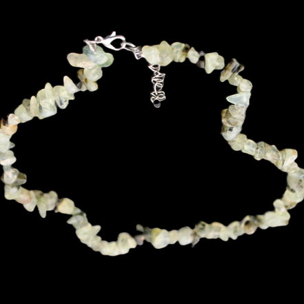 Prehnite polished chip adjustable necklace 40mm 34.6g in sunlight - Rocks and Things Store