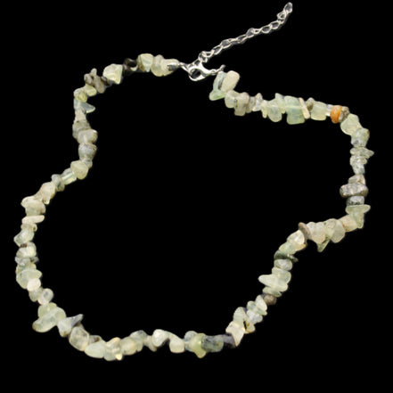 Prehnite polished chip adjustable necklace 40mm 34.6g in sunlight - Rocks and Things Store