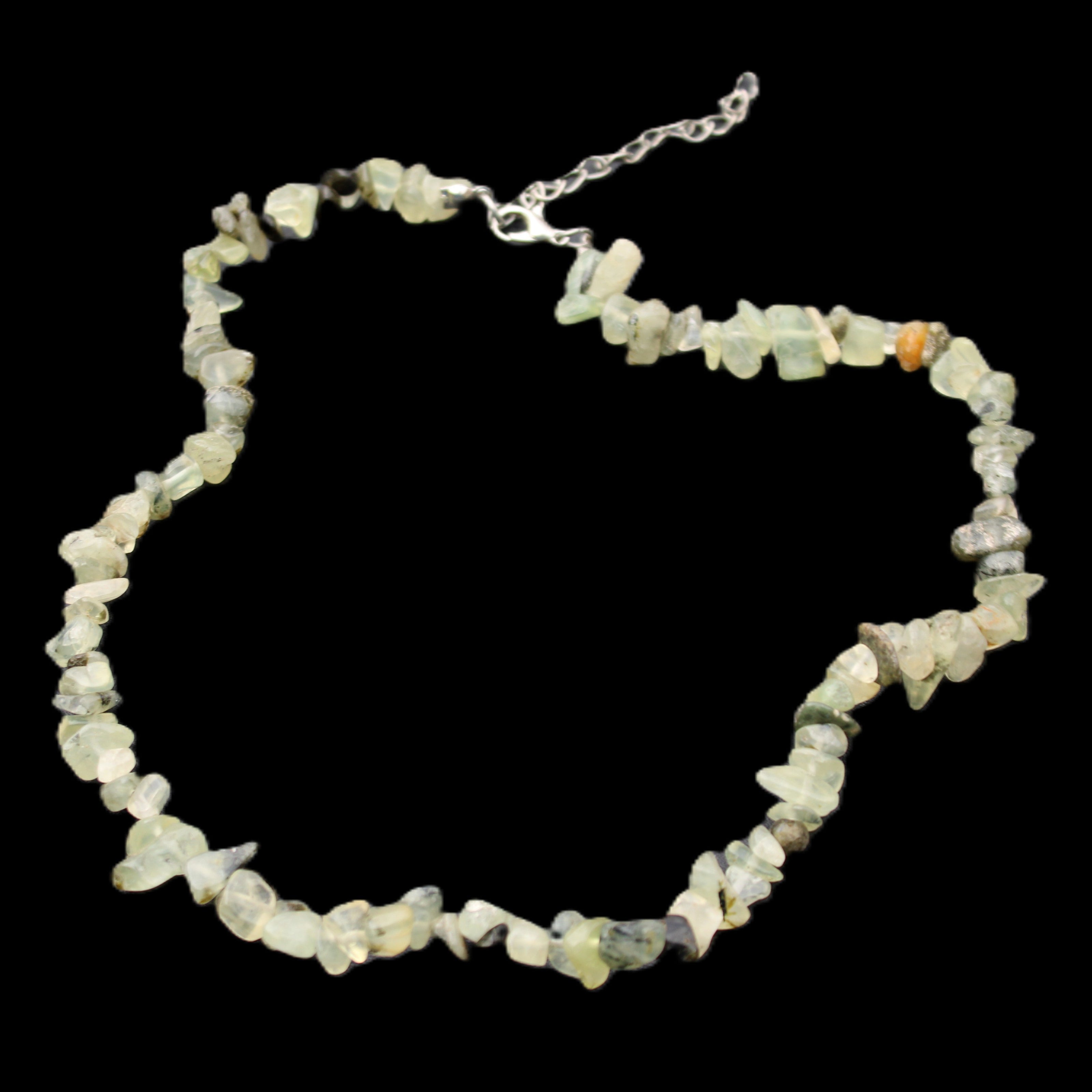 Prehnite polished chip adjustable necklace 40mm 34.6g in sunlight - Rocks and Things Store