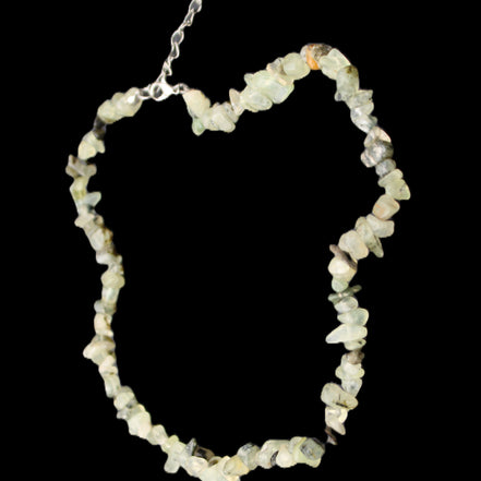 Prehnite polished chip adjustable necklace 40mm 34.6g in sunlight - Rocks and Things Store